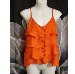Body Central Ruffle Orange Blouse